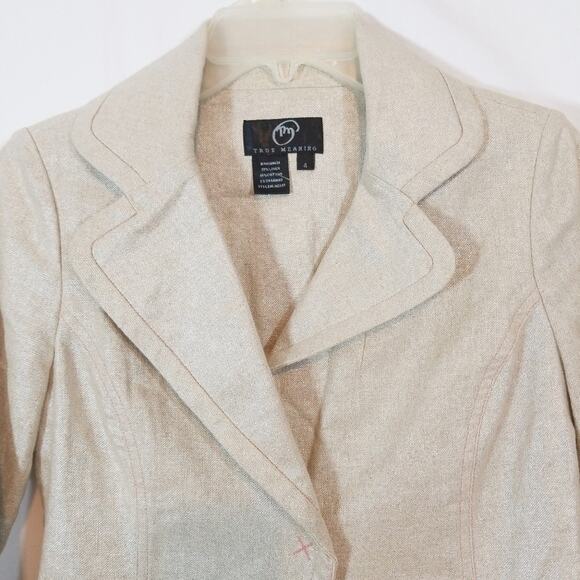 True Meaning Linen Blend Metallic Gold Blazer - Picture 2 of 8